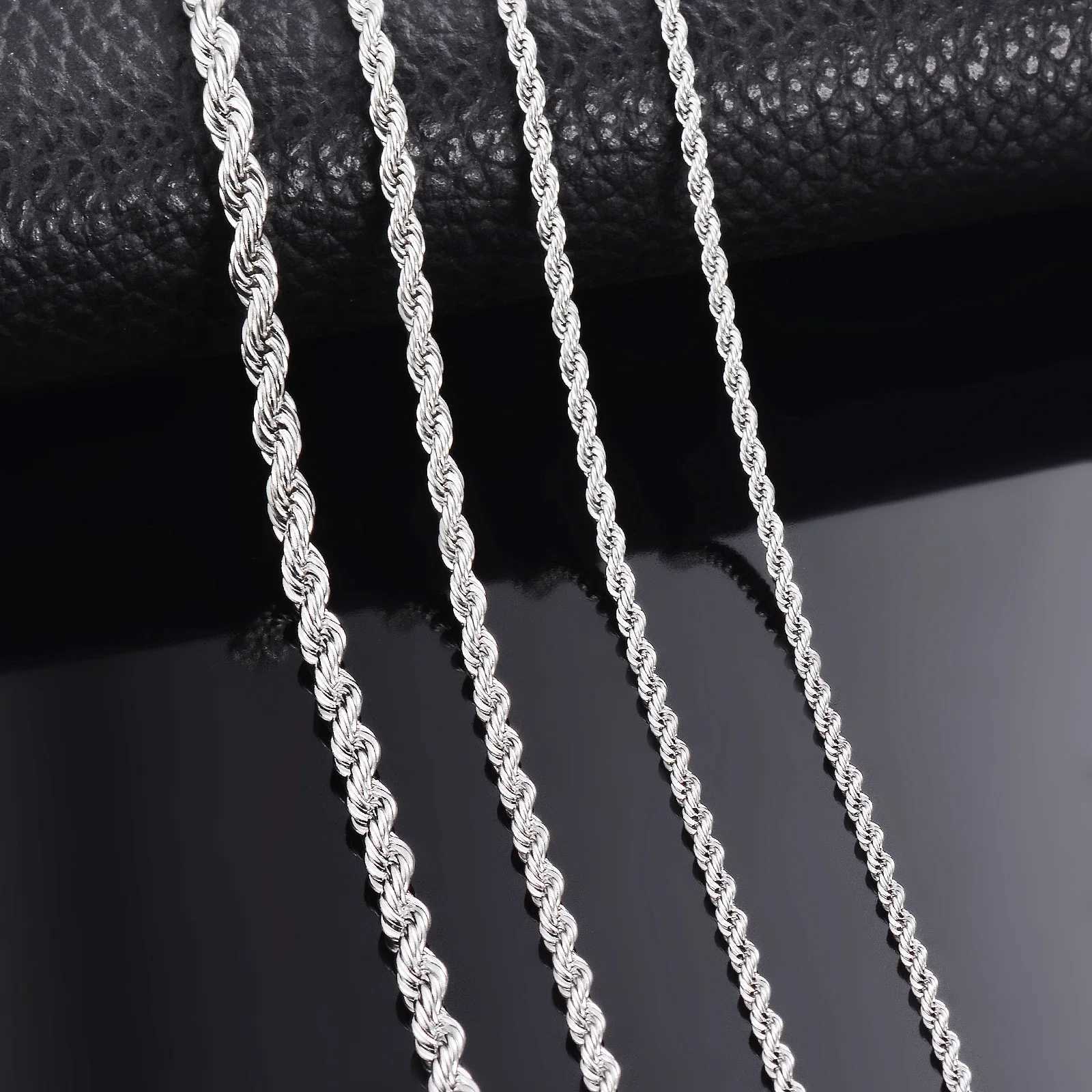 1 piece 925 sterling silver Width 2mm/3mm/4mm Rope Chain Necklace/Bracelet For Men Women Man Fashion Chain NecklaceXJ251104