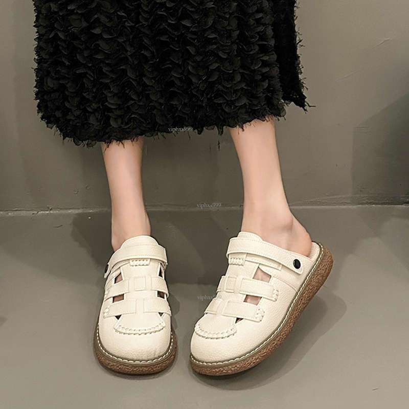 New Designer Sandals With Free Shipping Baotou Sandals Women's 2025 Two Wear Thick Half Slippers Flat Soft Sole Versatile Casual Comfortable Sing