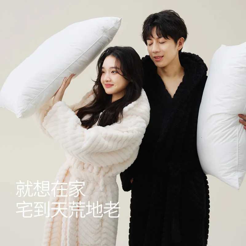 Lovers Winter Extra Long Plus Size Flannel Coral Fleece Warm Bathrobe Women Dobby Kimono Bath Robe Bridesmaid Sexy Dressing Gown C251104