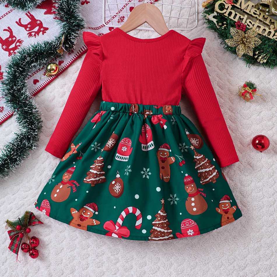 2026 New Year Dress For Baby Girls Autumn Long Sleeve Princess Dress Kids Red Patchwork Xmas Gift Deer Print Christmas Dresses C251104