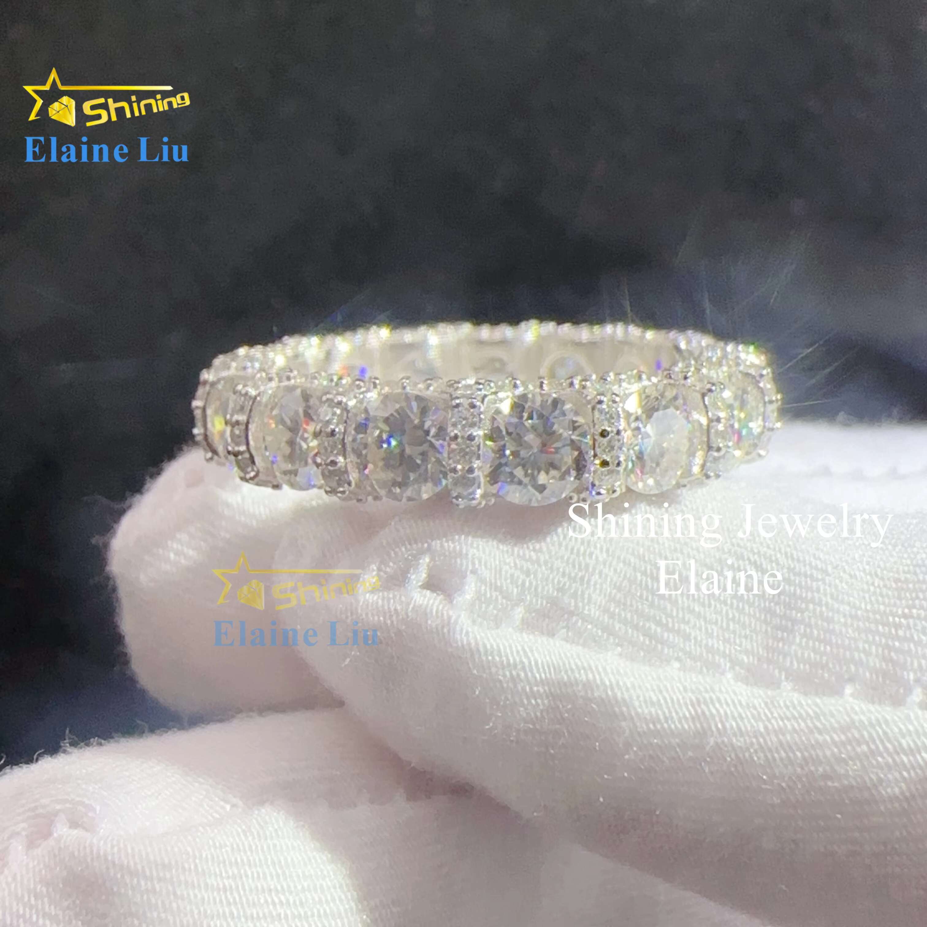 Pass Diamond Tester Gold Plated 925 Sterling Silver Vvs Moissanite Mens Fashion Jewelry Rings