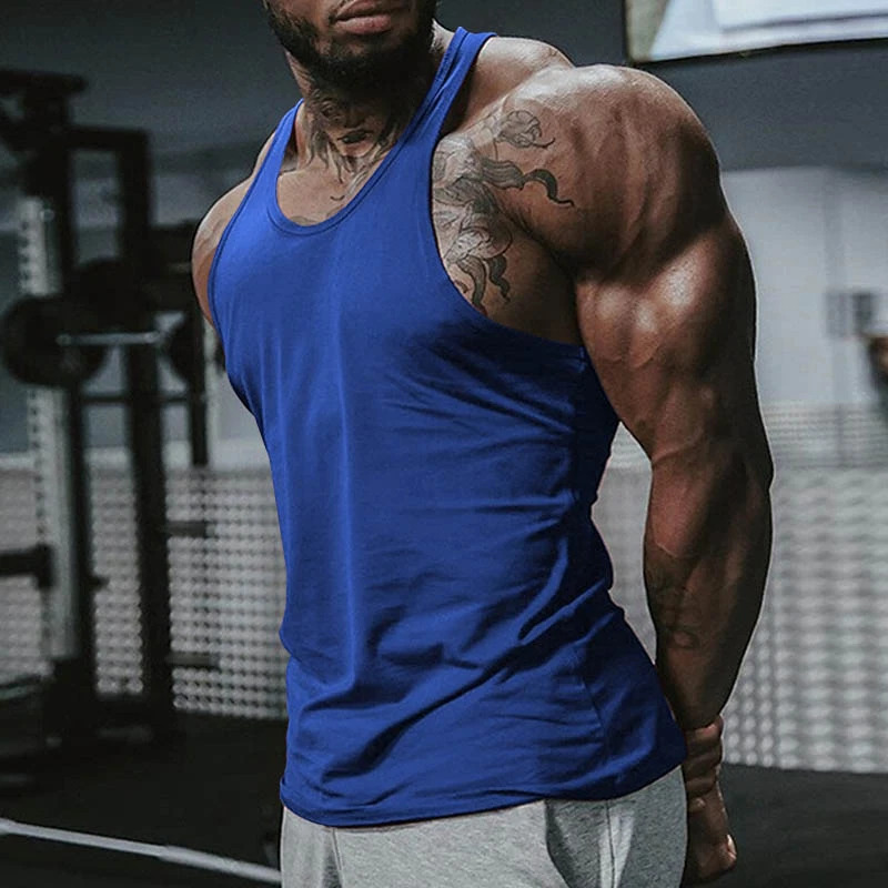 Europe and the United States summer leisure sports training vest mens solid color large size sleeveless vest 250402