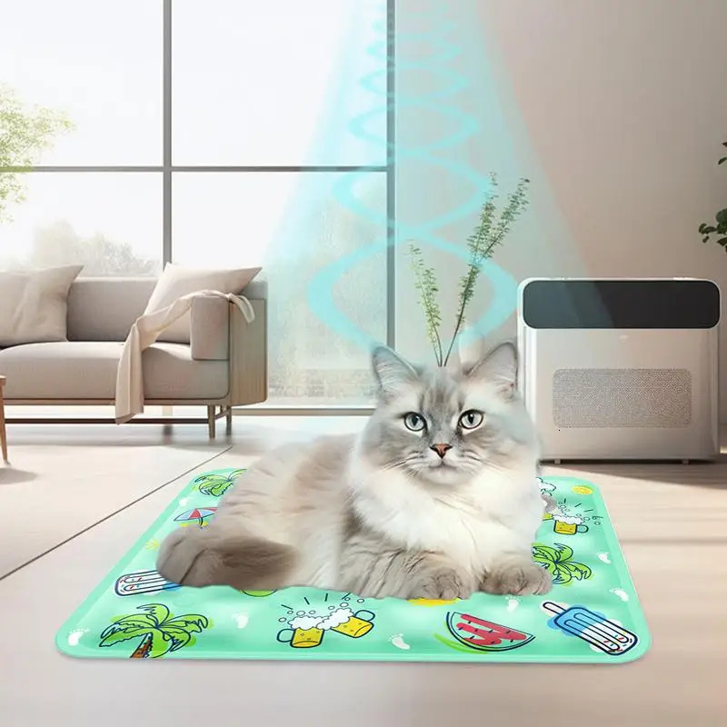 Pet Cooling Mat Dog Cat Sleeping Pad Cool Ice Silk Portable Mattress Blanket Summer Small Animal Cats Dogs Cold Bed Mat 250402
