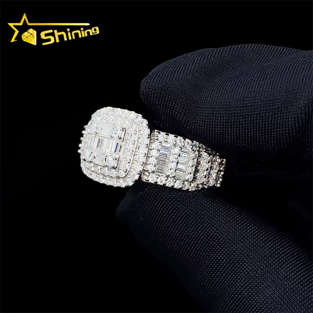 Hip Hop Fashion Ring Silver 925 Vvs Moissanite Iced Out Lab Diamond Jewelry Ring