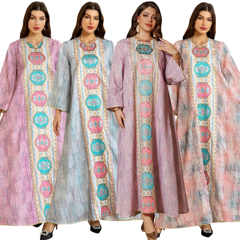Plus Size VONDA Party Maxi Dress Women Bohemain Long Puff Sleeve Casual Printed Vintage Sundress Loose Fashion Party Robe 240827