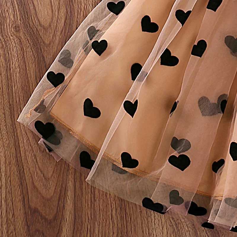 Dress Kids Girls 4-7 Years Black Long Sleeve Knitted Mesh Patchwork Dress For Girls Baby Girls Birthday Party Evening Dress C251104