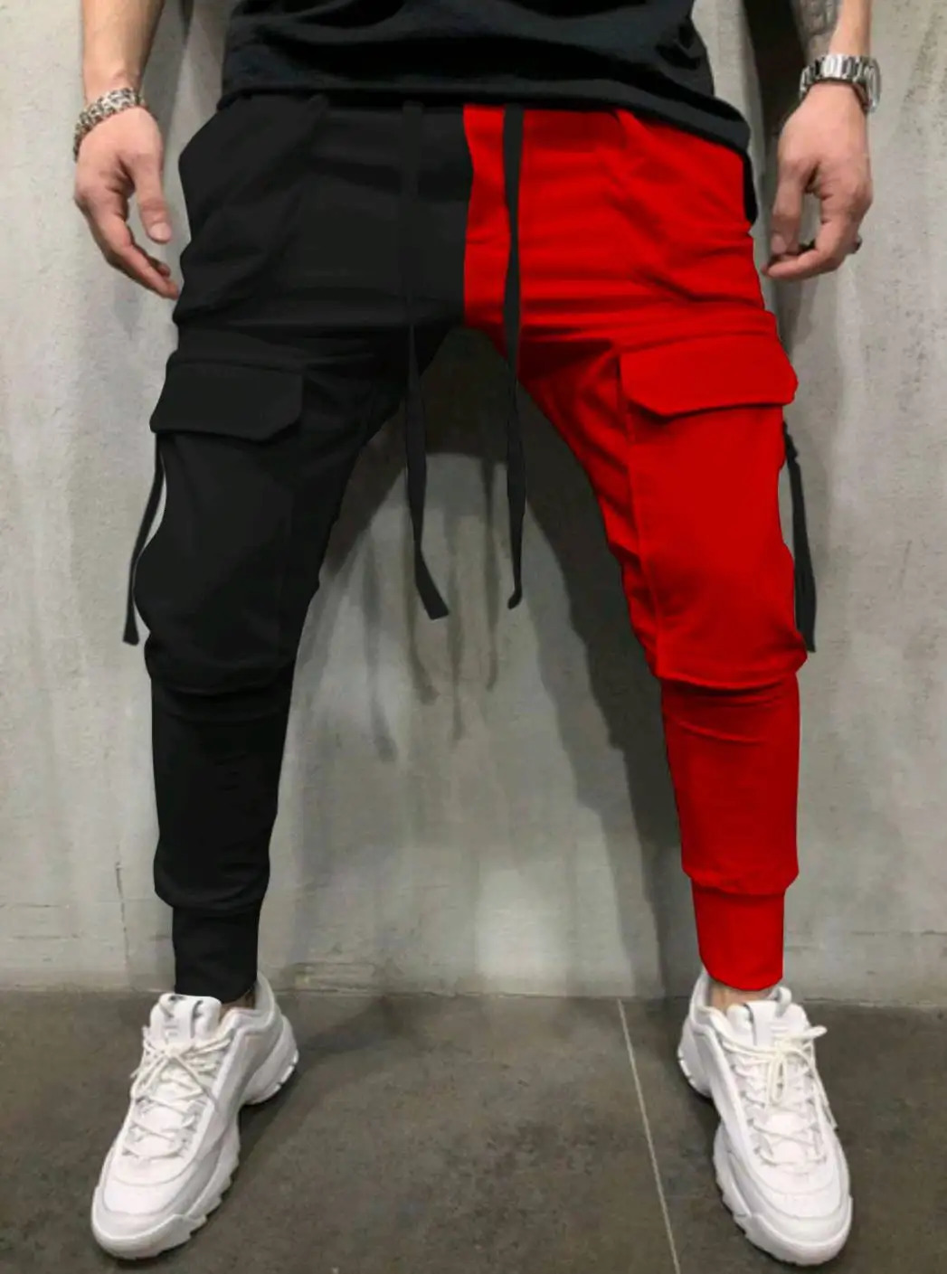 Spring and summer trend mens casual sports pants color matching fitness yinyang hiphop street commodity 250403e
