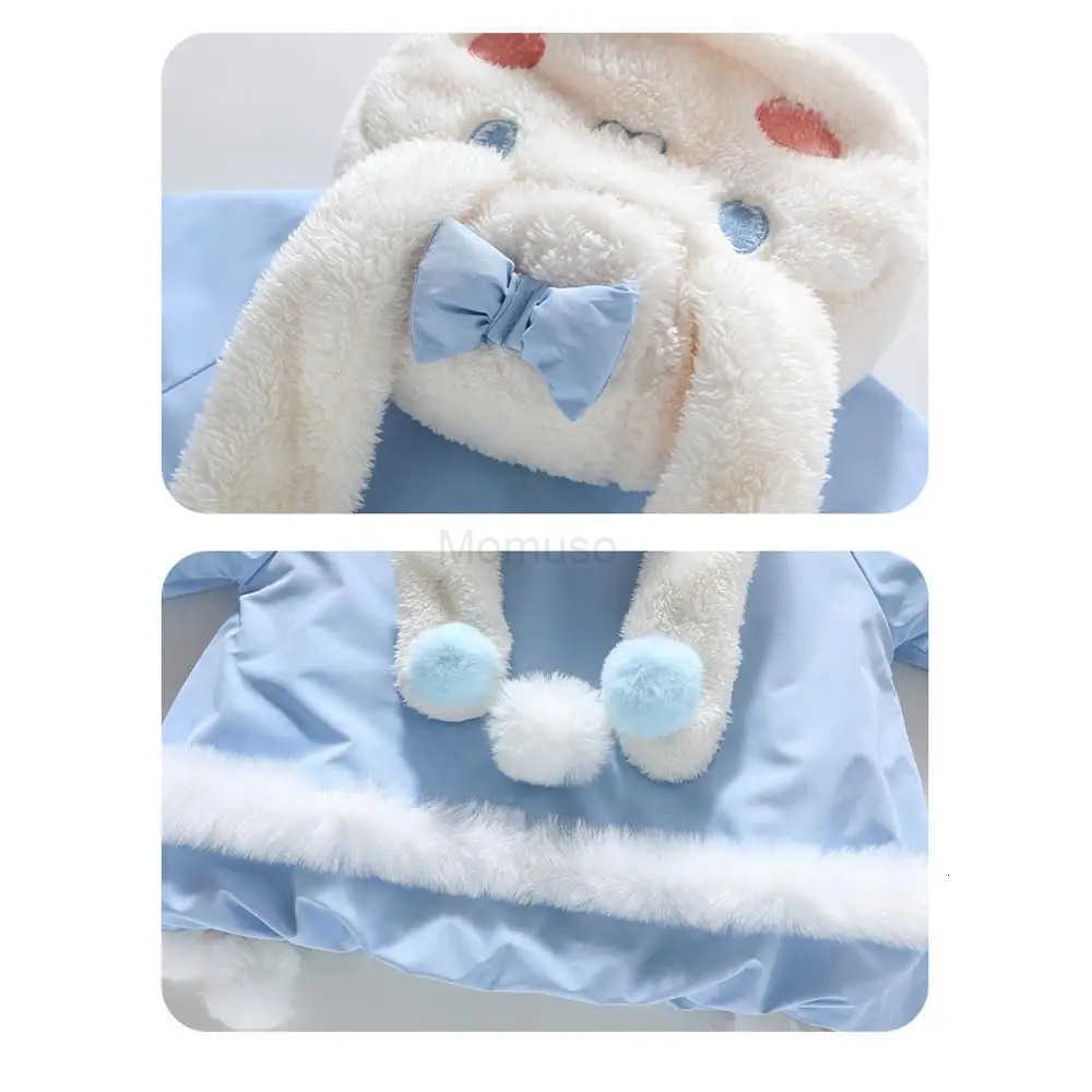 Sanrio Childrens Coat Anime Cinnamoroll Lolita Childrens Jacket Girl Plush Jackets Kids Winter Cute Hooded Warm Cotton-Padded Clothes H251104