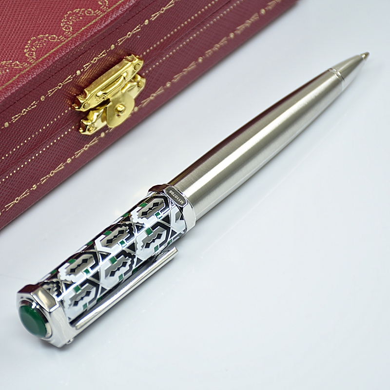 New Arrived Ct Santos-Dumont Metal Ballpoint Pen Unique Inlay Gem Design Office School Writing Ball Pens With Serial Number AAA High Quality