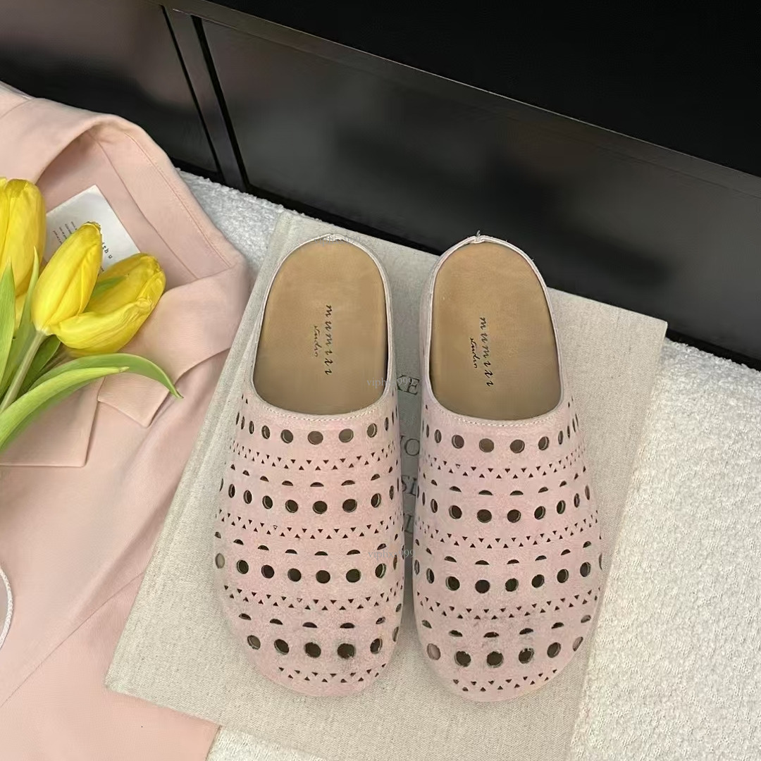 New Designer Sandals Niche Carved Flower Hollow Lazy Person's Half Slippers Women's Outdoor Wear Breathable Thick Sole Comfortable And Fashi