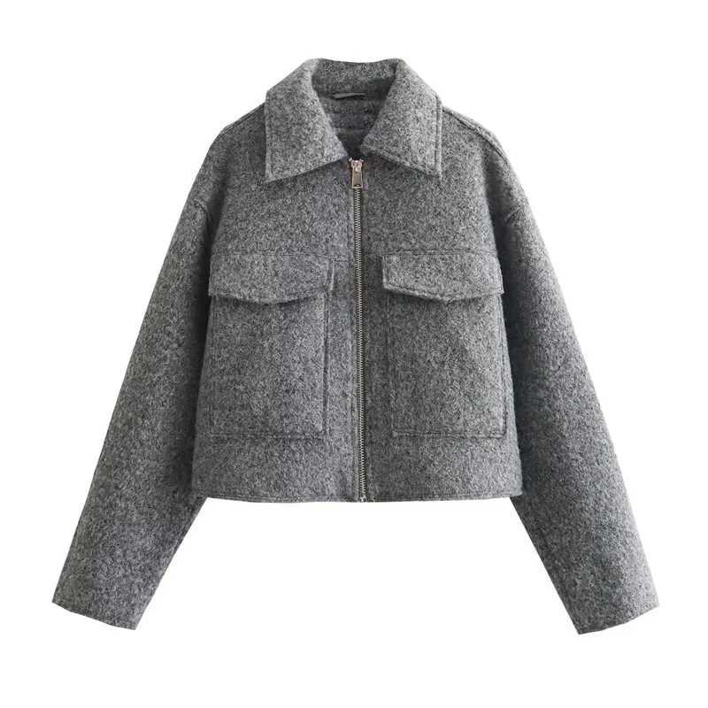 MUJER Tweed Cropped Jackets for Women Autumn Winter Short Coat Jacket Women Zip Crop Demiseason Jacket Woman New in outerwears J2511031