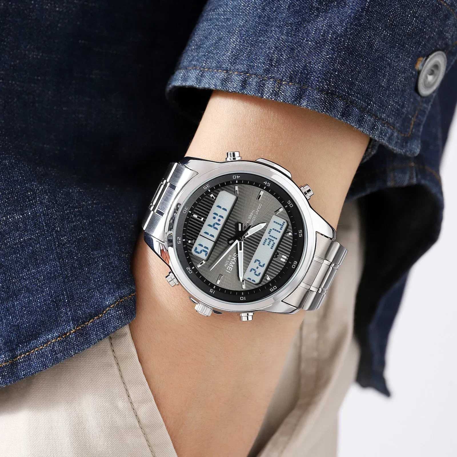 Skmei 2049 Backlit Sport Waterproof Alarm Clock 3 Time Mens Watch Countdown Timer Digital Watch Fashion WatchesT251104