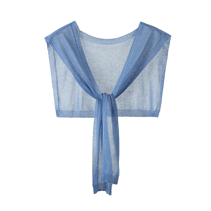 K306 Shawl outerwear decoration summer sun protection ice silk solid color thin knitted air conditioning shawl knotted scarf small waistcoat