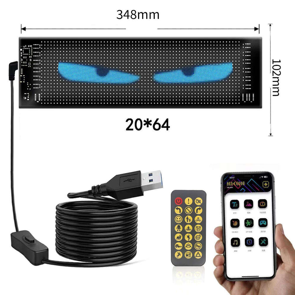 Famous Brand LED Soft USB Car Flexible Advertising Screen APP Bluetooth Window Glass Demon Eye Display