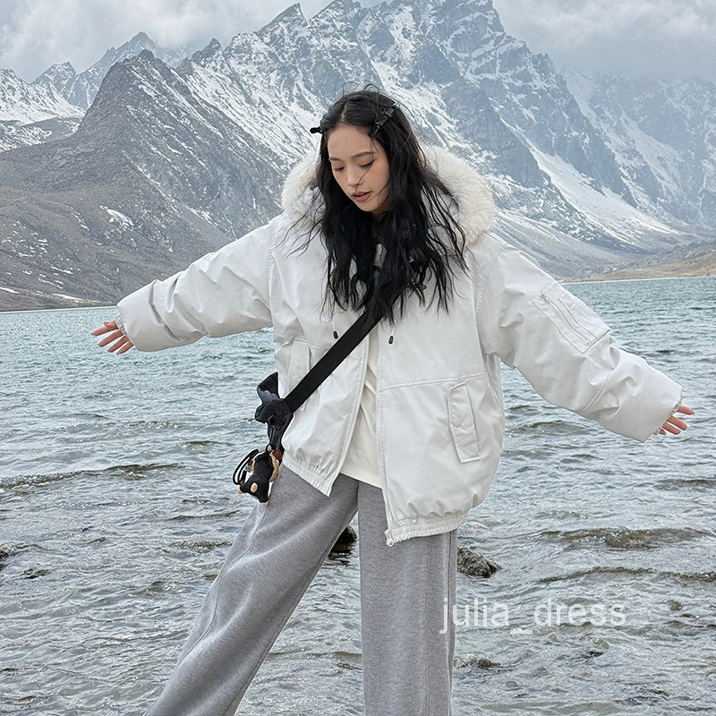 American Workwear Parka Cotton Jacket for Women Short Style New Winter Korean Style Thickened Cotton Coat Cotton Padded Jacket Outerwear