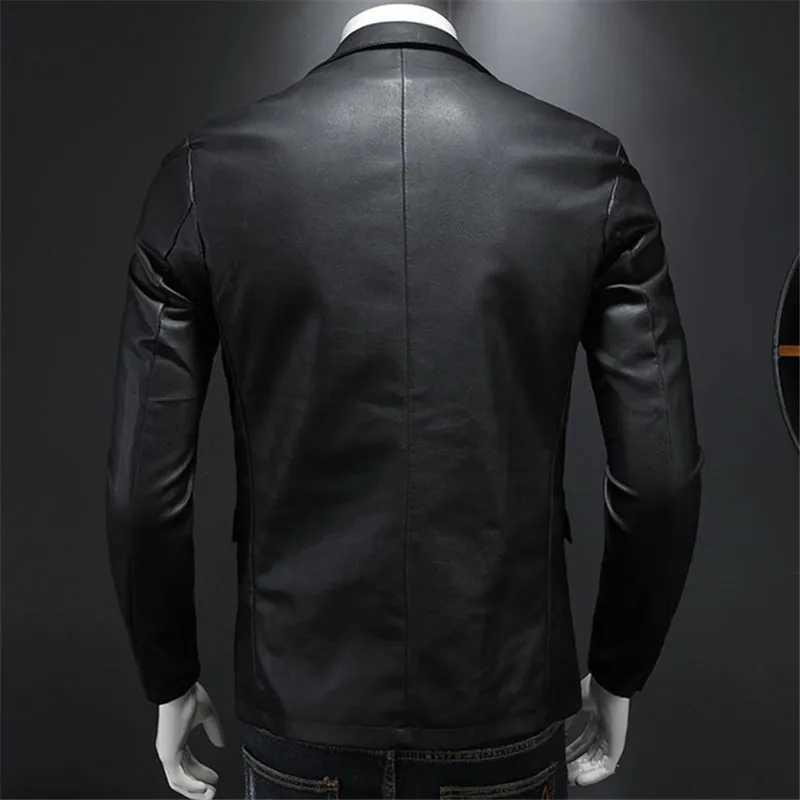 New Mens Slim Fit Leather Jackets PU Casual Motorcycle Coats Turn Down Collar Black Moto Biker Leather Suede Outerwear Men 5XL J251103