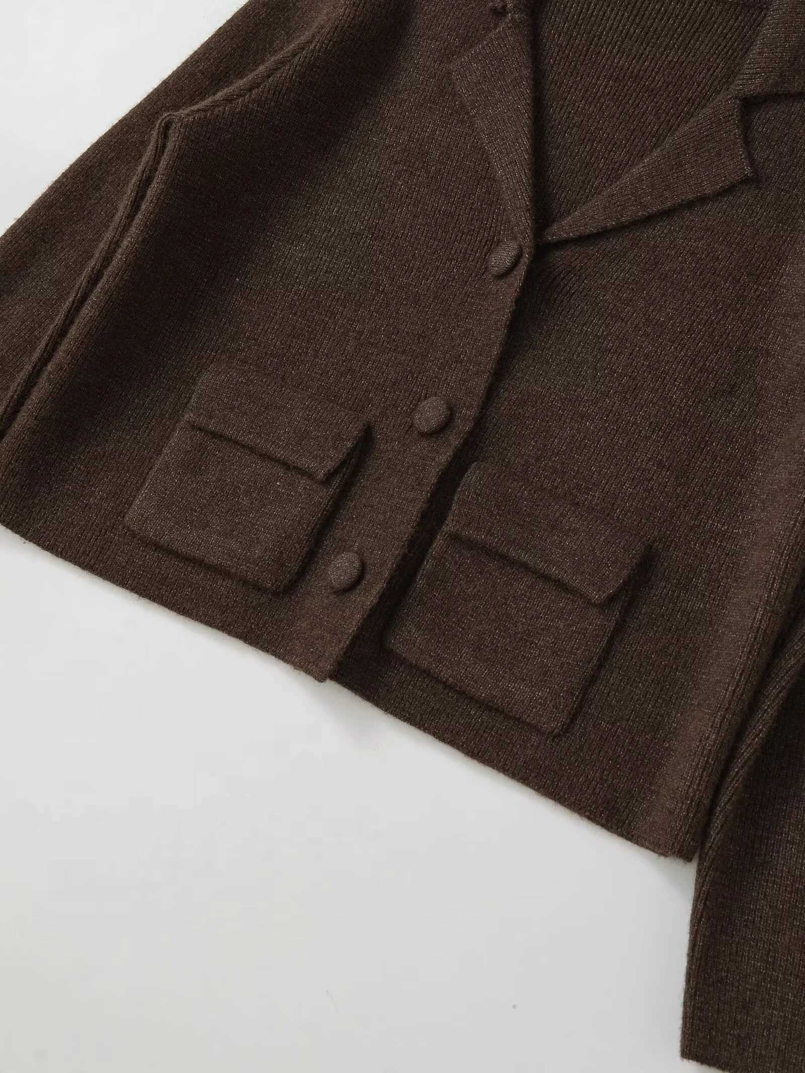 European and American womens clothing new 2025 fashion versatile solid color long sleeved single breasted slimming jacket J251103