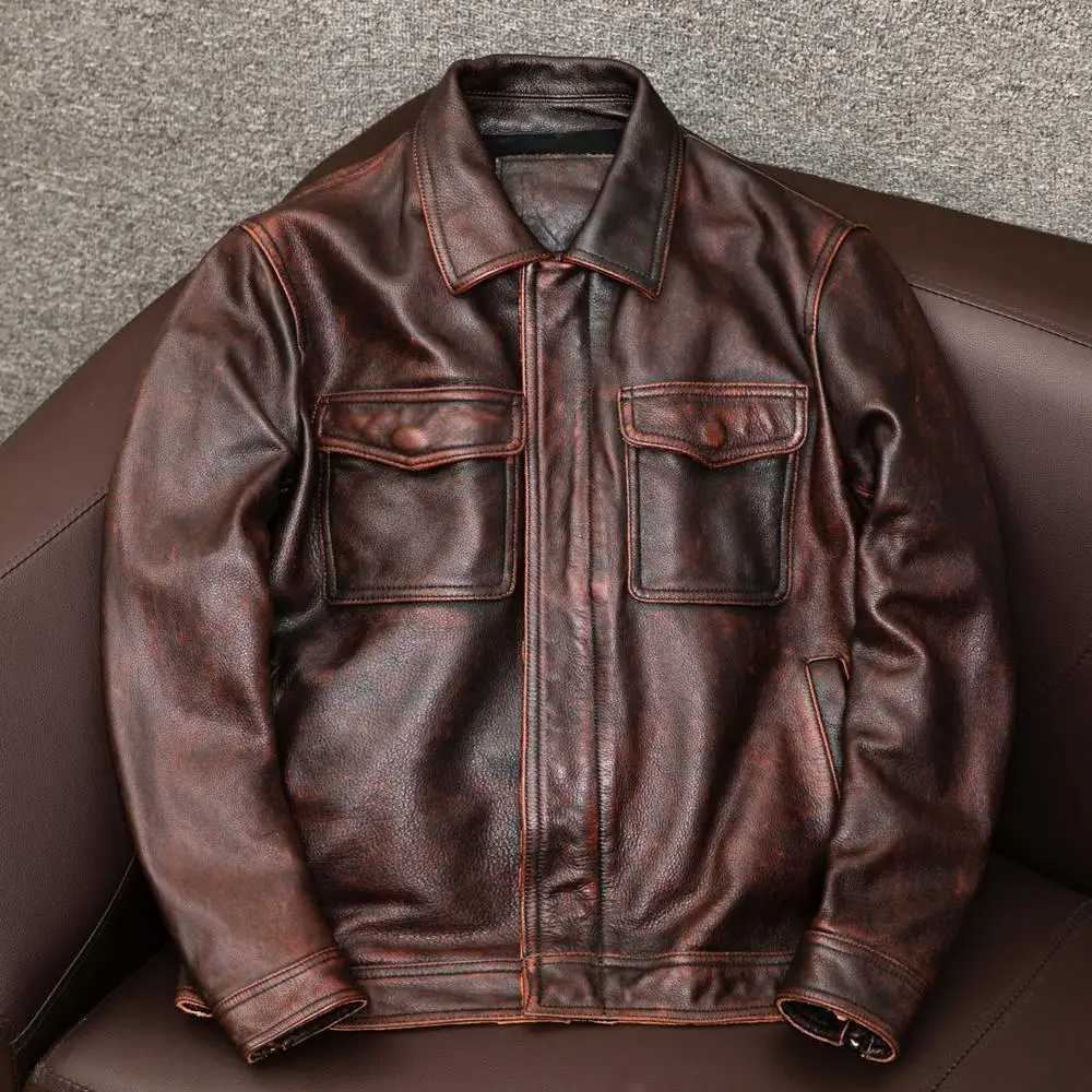 Autumn Winter New Fashion Mens Solid Color Simple Basic Casual Trendy Turndown Collar Long Sleeve Faux Leather Coats Male Tops J251103