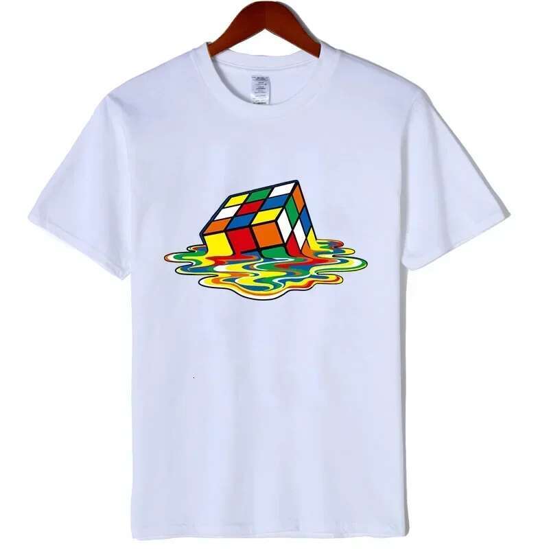 Customizable Men's Casual High Quality Short Sleeve T-Shirt Magic square printing o-neck casual hip hop t-shirt for men