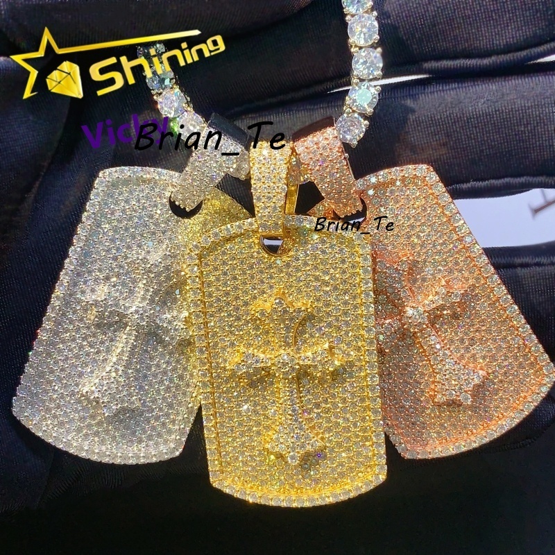 Shining Iced Out Fine Jewelry Luxury 925 Sterling Silver Gold Plated Pendant Custom Hip Hop Moissanite Pendant