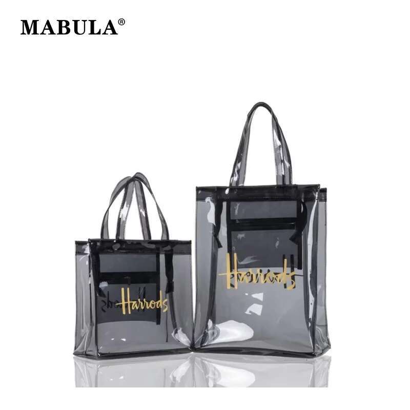 designer bag MABULA PVC Waterproof Eco Friendly Shopper Bags Women Large Capacity Shopping Totes Semi-Transparent Summer Beach Shoulder Bag