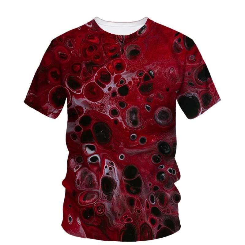 Fun Print Horror Blood hip-hop Summer Men's T-shirt Fashionable And Personalized Pattern Casual Loose O-neck Short Sleeved