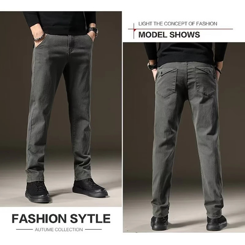 Mens plush thick winter snow warm pants Trouser daily stretch straight leg casual green 250403