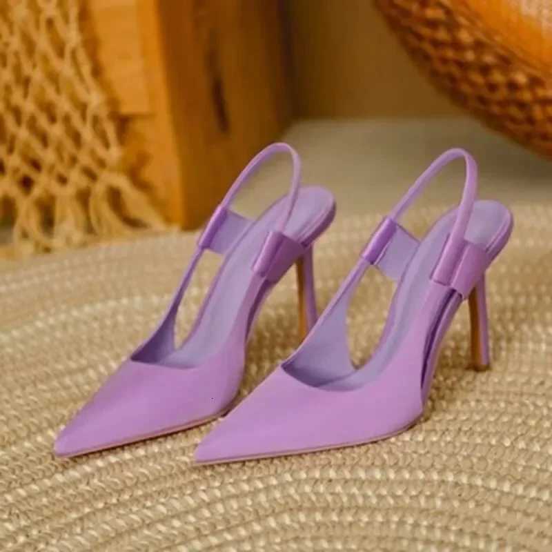 Spring New Brand Women Slingback Sandals Pointed Toe Slip on Thin High Heel Ladies Elegant Pumps Shoes Sandals W251104