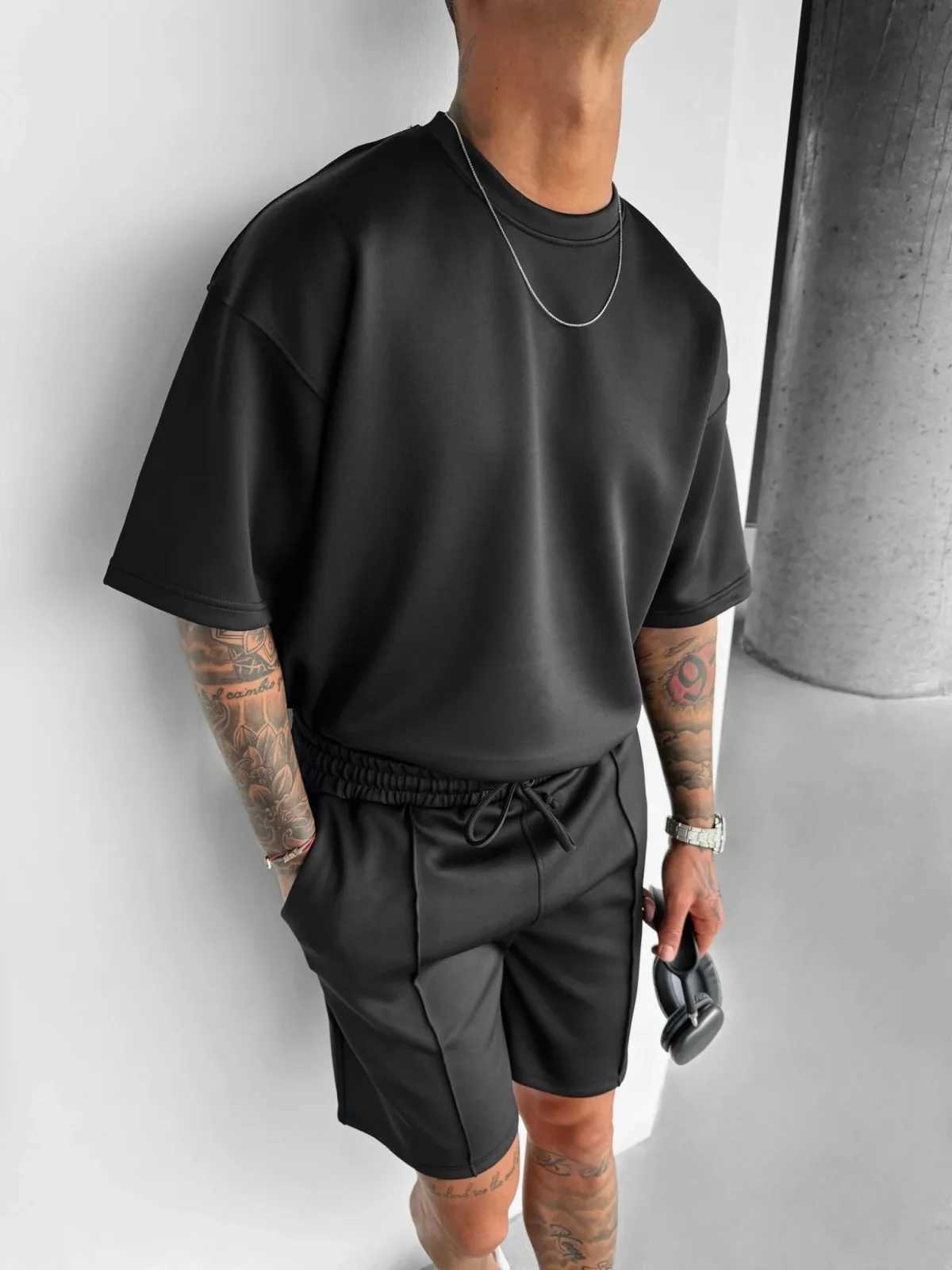 Men 2025 summer fashion sports design sense simple casual solid color quick drying short-sleeved T-shirt trend clothes W250403