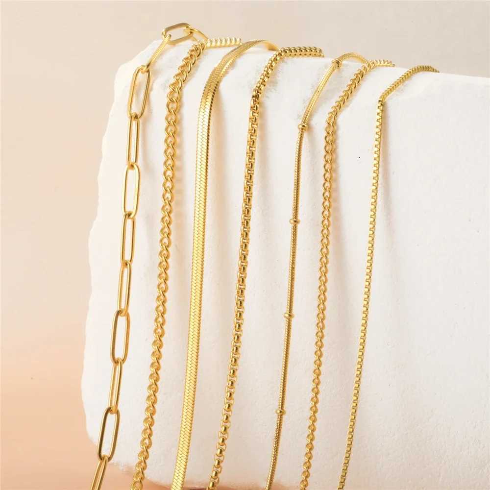 EUEAVAN 1pc Stainless Steel Chain Necklace for Women Basic Gold Color Paperclip Link Cuban Twisted Snake Chain Fashion JewelryXJ251104