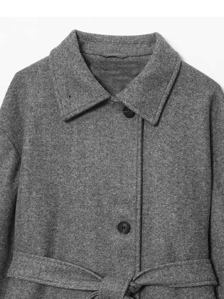 DiYiG Women 2025 Autumn New Fashion with Belt Casual Coat Retro Long Sleeve Joker Button Slim Long Sleeve Coat Outerwear Mujer J251103