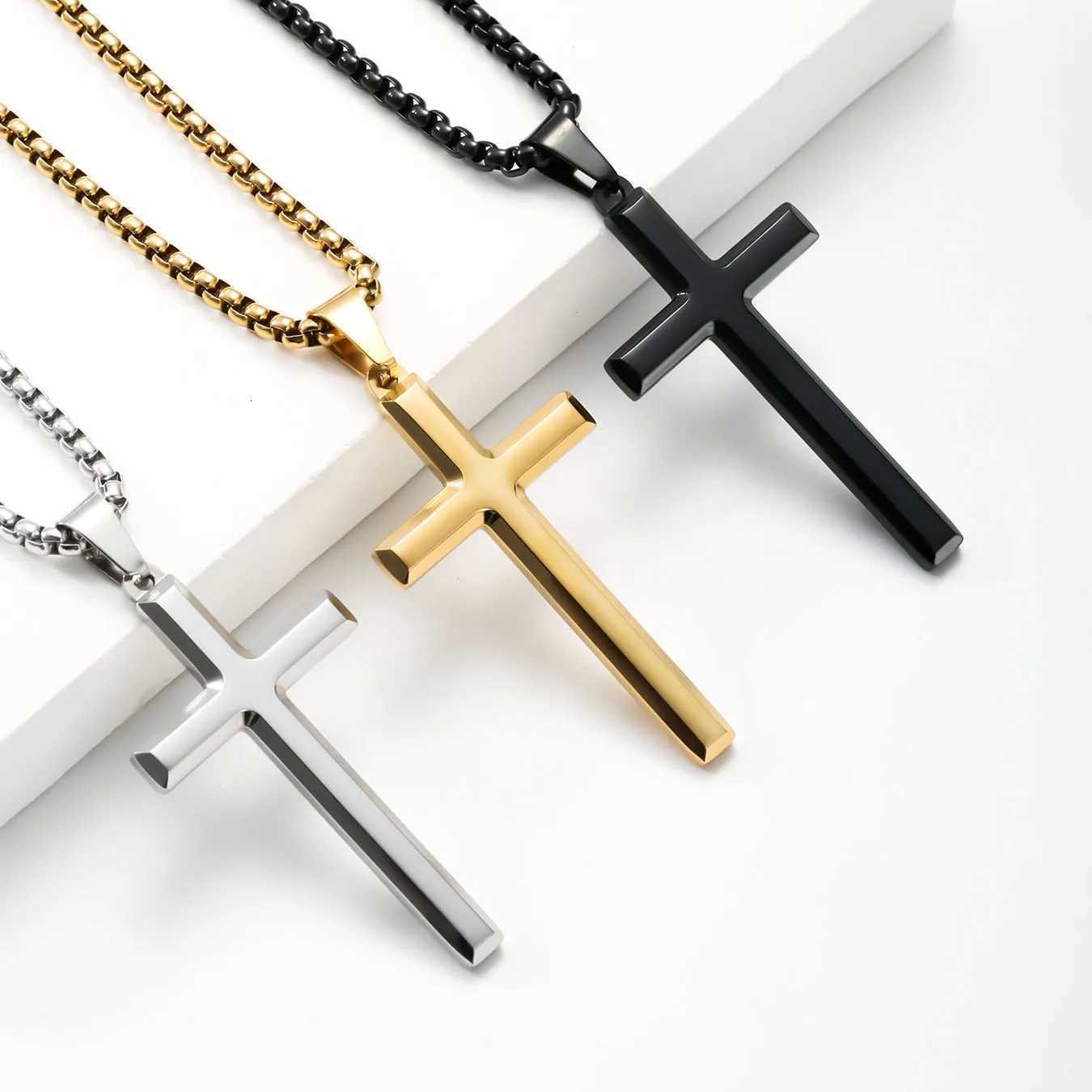 Collier Homme Spiritual Male Minimalism Stainless Steel Necklace Mans Jesus Cross Necklace for Man Collar HombreXJ251104