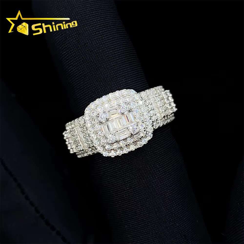 Hip Hop Fashion Ring Silver 925 Vvs Moissanite Iced Out Lab Diamond Jewelry Ring