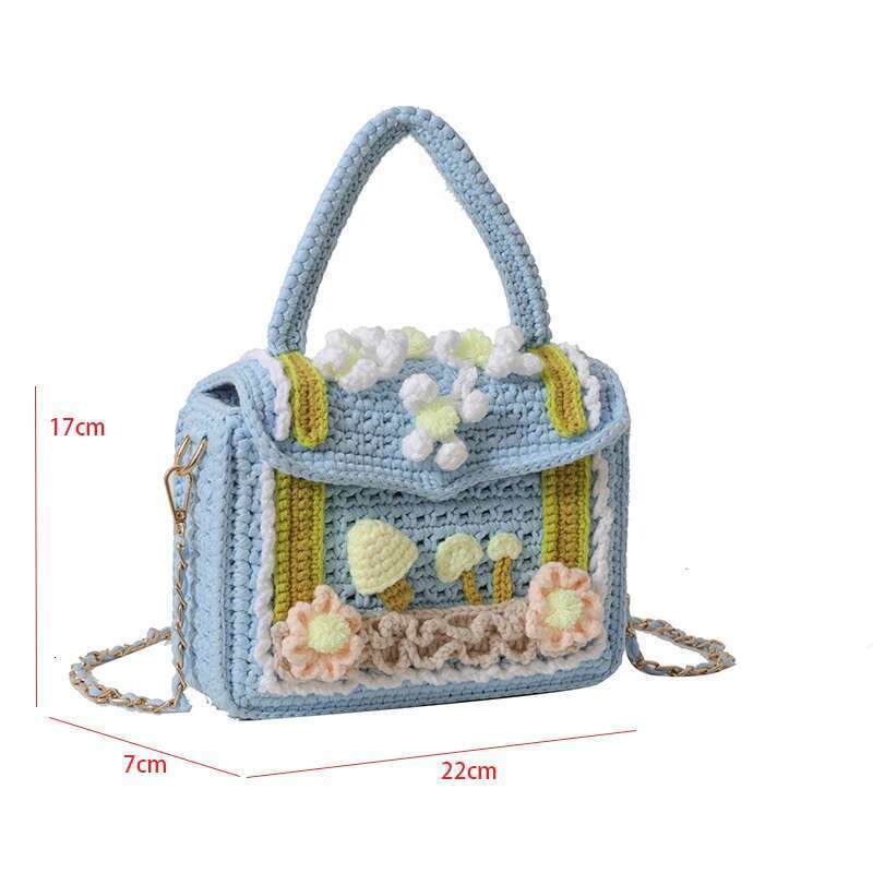 Mini Small Square For Ladies Fashion Knitting Shoulder Women Handmade Crochet Woolen Handbag 2023 Designer Woven Bag Sac