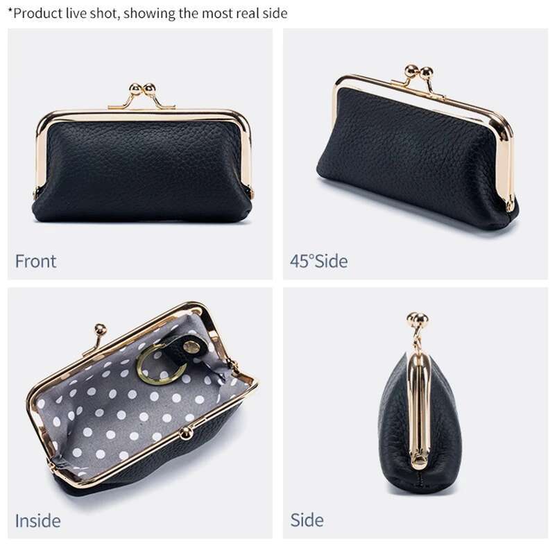 2025 new leather clip wallet, cowhide small wallet, car key clip, lipstick designer, women's headphones storage bag, trendy coin purse2