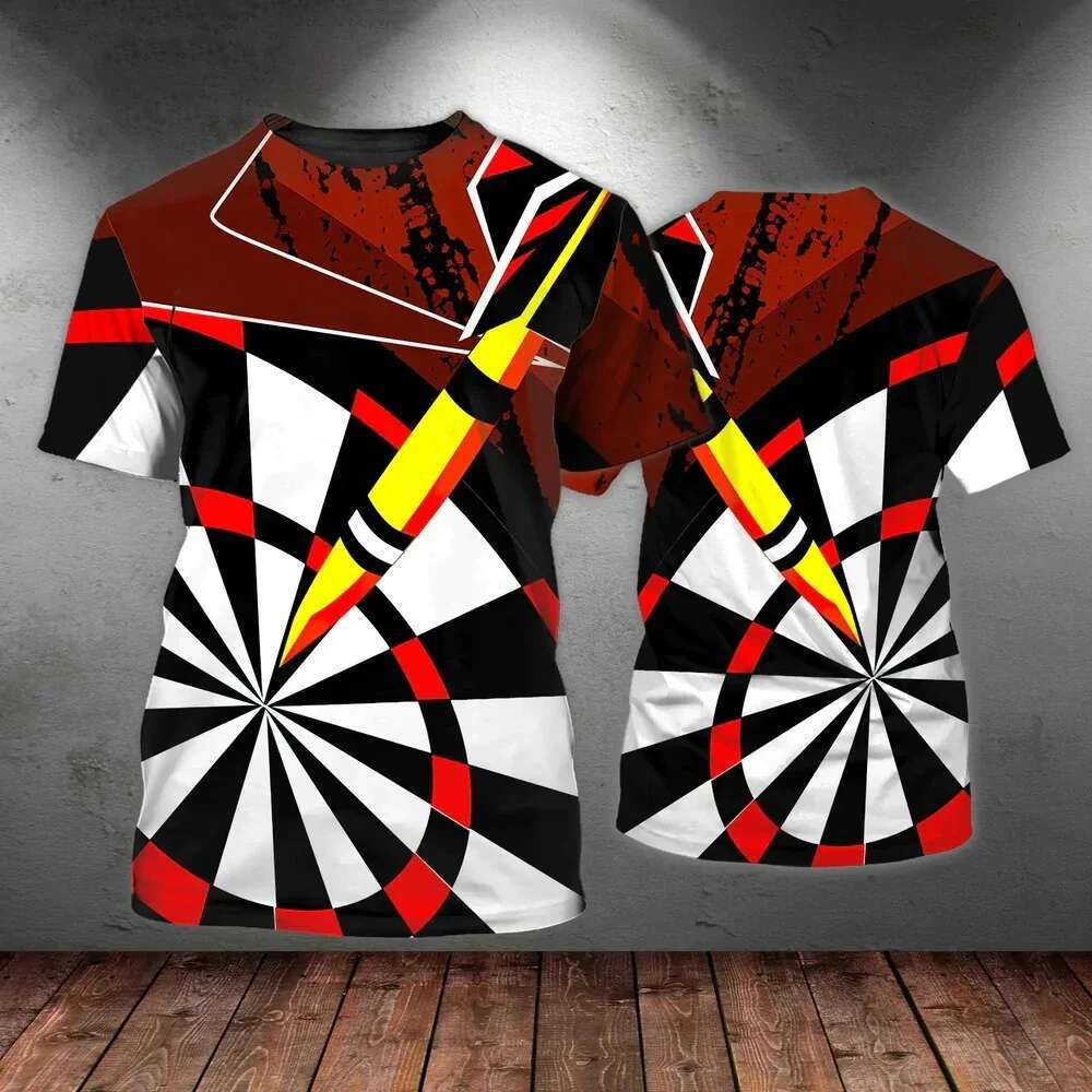 Dart Printed New Casual Fashion Short Sleeve Round Neck Retro T-shirt Cool Funny Men's Clothing Top Street