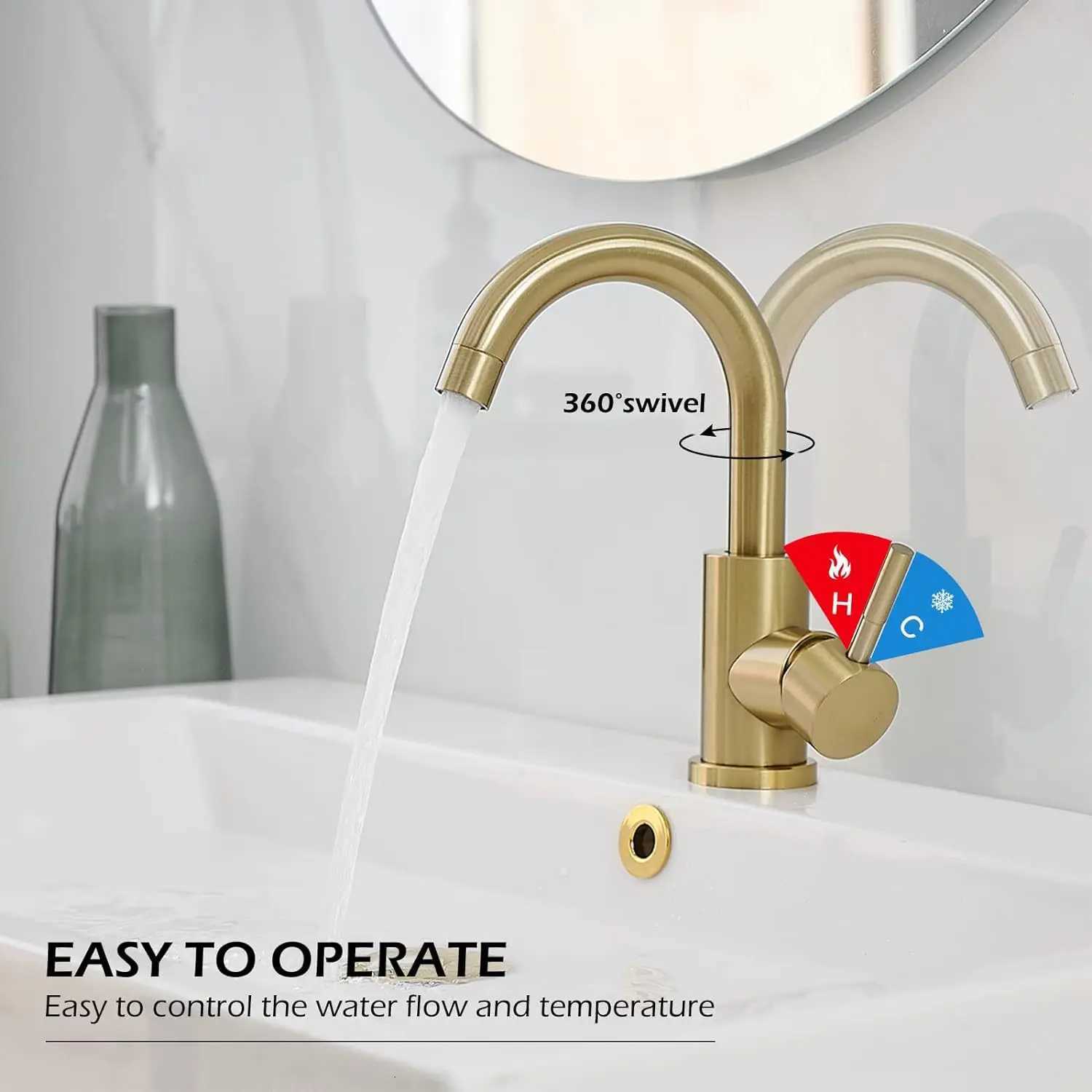 304 Stainless Steel Kitchen Faucet Golden Basin Hot and Cold Faucet Vegetable Basin Rotating Faucet Y251104