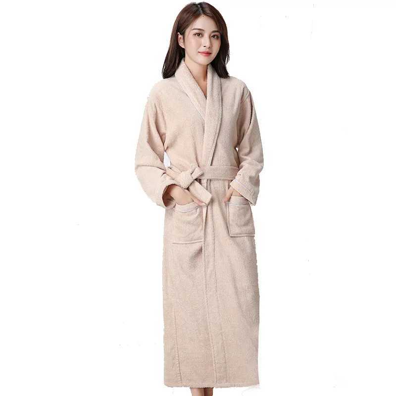 100 Cotton Toweling Terry Extra long Robe Lovers Soft Bath Robe Men And Women Nightrobe Sleepwear Male Casual Home Bathrobe C251104