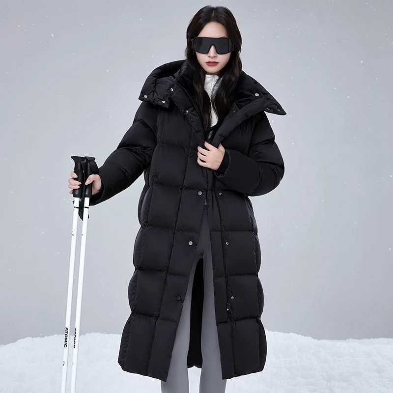 Women Thick Warm Long Down Jacket White Duck Down Loose Outerwear Winter Outdoor Puffer Coat Casual for Cold Weather Streetwear J251104