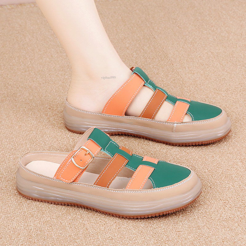 New Designer Sandals With Free Shipping Baotou Roman Sandals Women's 2025 Western Style Pig Cage Jelly Flat Bottom Casual Brand Hollow Beach Shoe