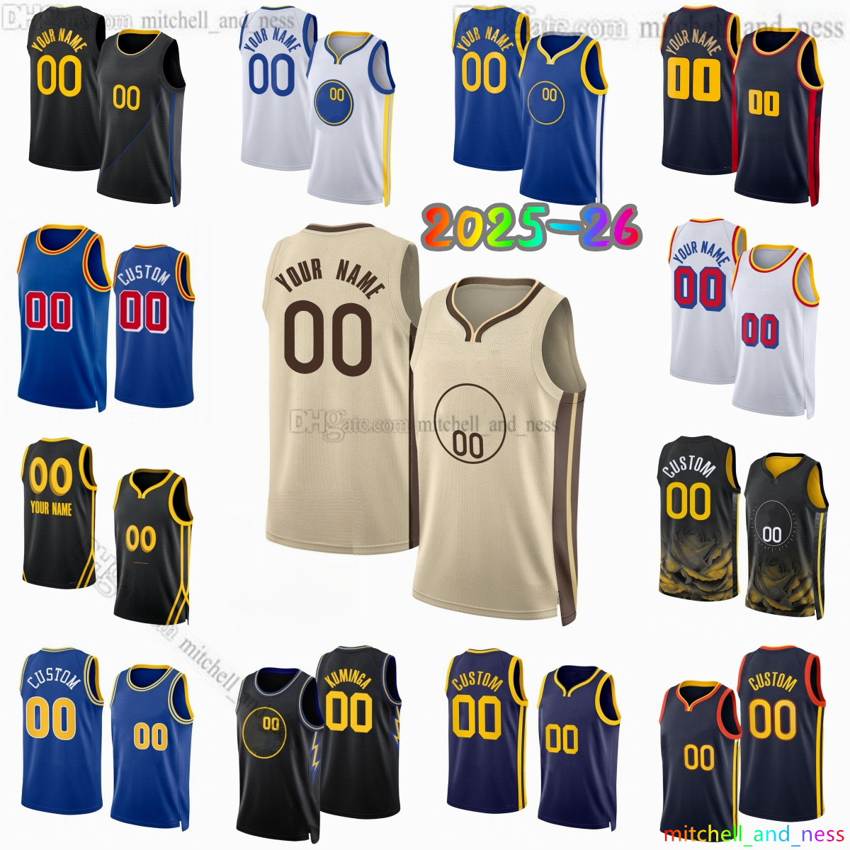 Custom 2025-26 New 30 Curry Printed Basketball Jersey 10 Butler III 7 Hield 00 Kuminga 8 Melton 2 Podziemski 23 Green 1 Kuminga 20 Horford 32 Jackson-Davis Jerseys Shorts