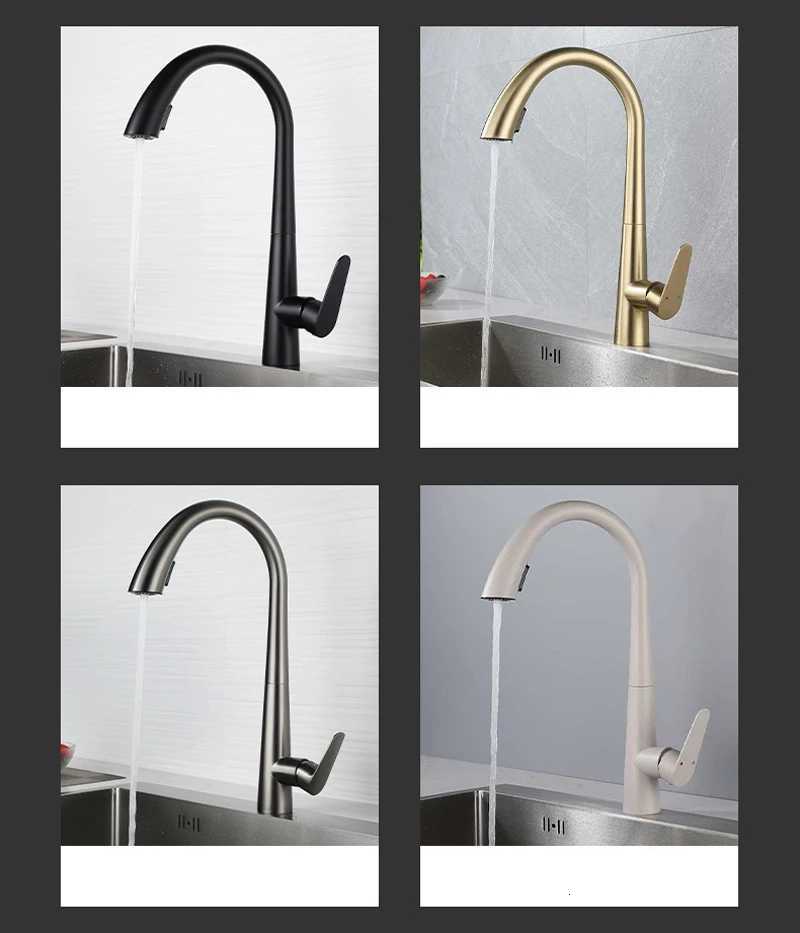 Kitchen Pl-out Faucet 360 Rotation Dual-mode Outlet Hot and Cold Faucet Stainless steel GoldWhiteGun GrayBlack Y251104