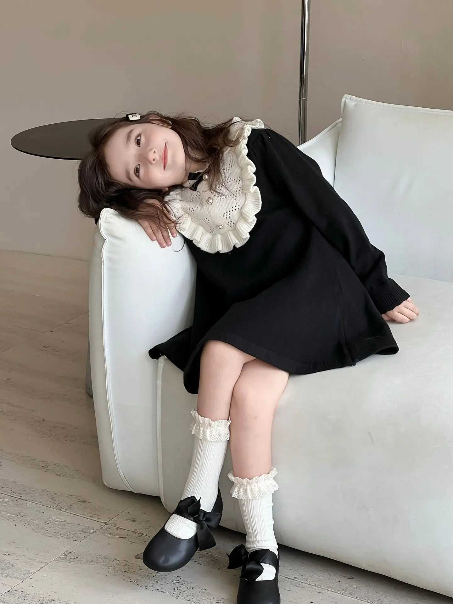 Girls Knitted Dresses 2025 Autumn and Winter New French Style Woolen Skirts Children Knitted Dresses C251104