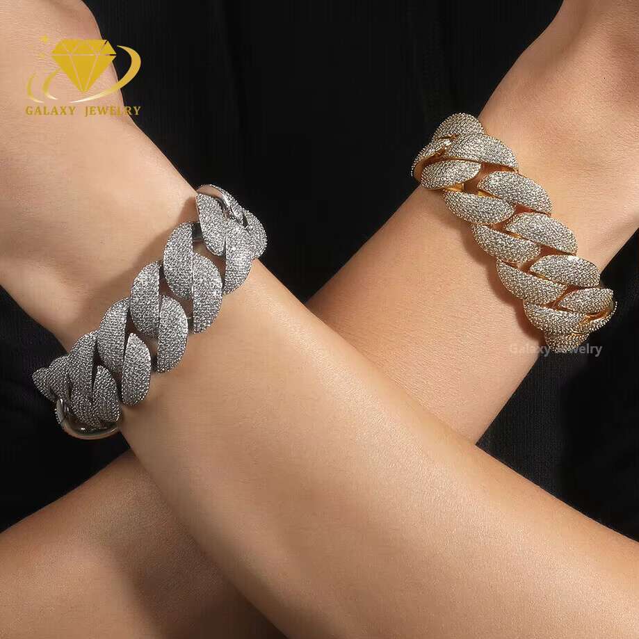 High Quality 25mm Big Cuban Link Chain Iced Out Moissanite Choker Hiphop 925 Sterling Silver Collars Miami Cuban Necklace