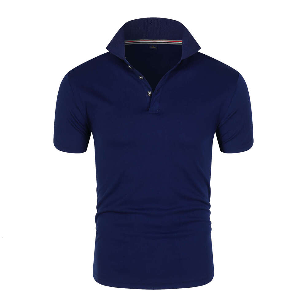 solid color men's polo shirt, plus size light plate stand up collar t-shirt, European and American loose short sleeved trend, 2025 temperament ve