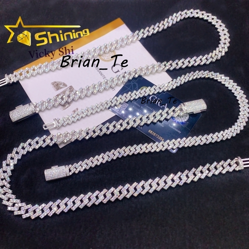 Hip Hop Jewelry Cuban Chain Pass Diamond Tester 8MM 10MM 13MM 925 Sterling Silver Moissanite Cuban Link Chain