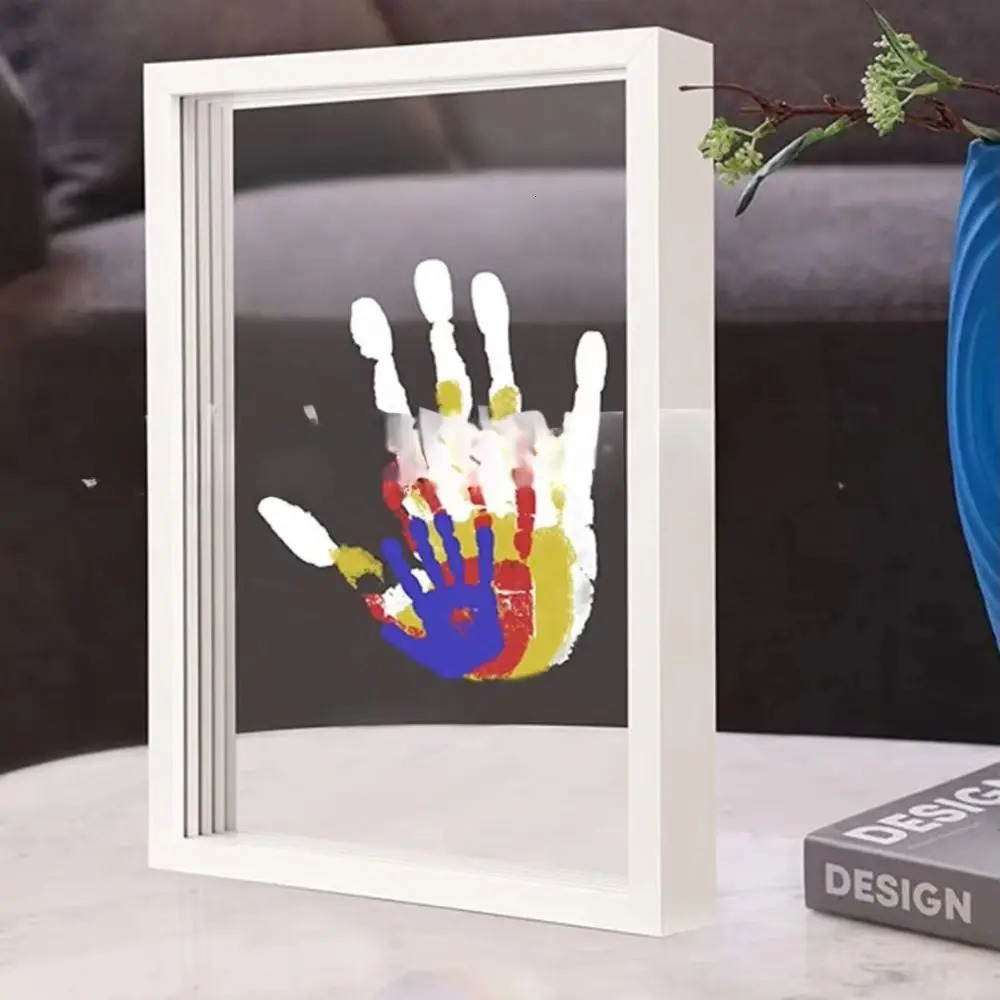 Kit Cornice Per Impronta Familiare Po, Ricordo Fatto A Mano Fai-Da-Te, Ricordo Trasparente Dell'impronta Del Bambino Per Animali Domestici In Legno-image