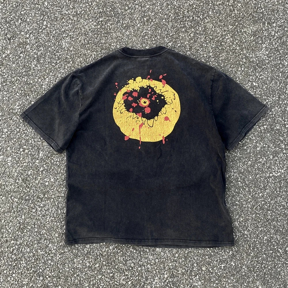 Michael Saint Fashion Street Flash Graphic Printed Top Casual Retro Clothing Loose Oversized Cotton T-shirt 250403