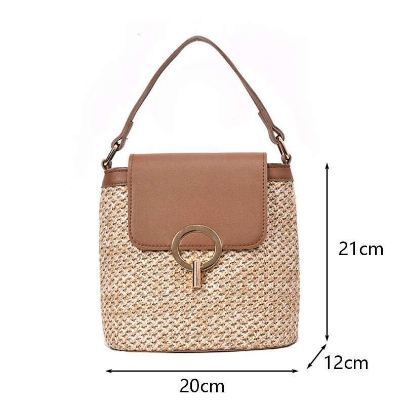 Beach Lady Travel Purses And Handbags Casual Chains Straw Bucket Women Summer Messenger Rattan Bags Shoulder Bag Bolsa
