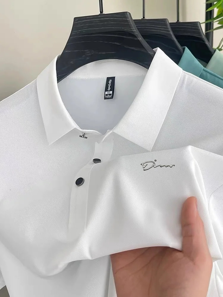 Mens Short sleeved Polo Shirt Summer Fashion High end Golf Silk Leisure Business selling T-shirt 250402
